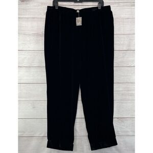 J.Jill Black Velvet Velour Casual Pants Sz‎ M Elastic Waist Relaxed Legs Comfort
